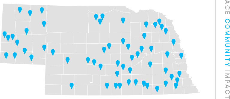 Nebraska Map with ACE Energy Location pins