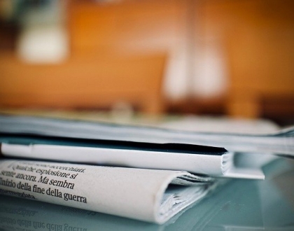 newspaper laying on table