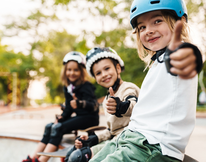 Kids at skateboard park