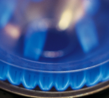 Natural gas flames from burner